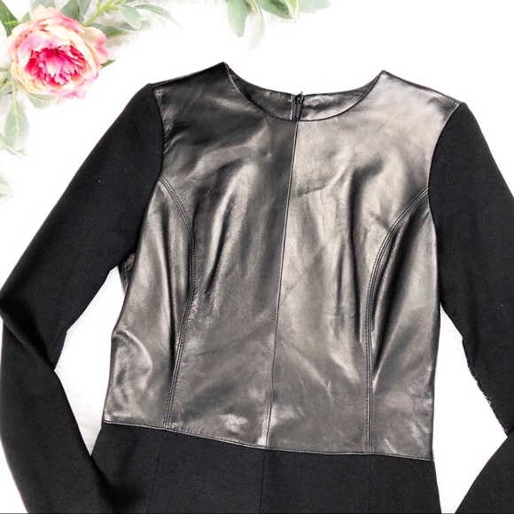Antonio Melani Black Leather Long Sleeve Dress - Picture 3 of 6